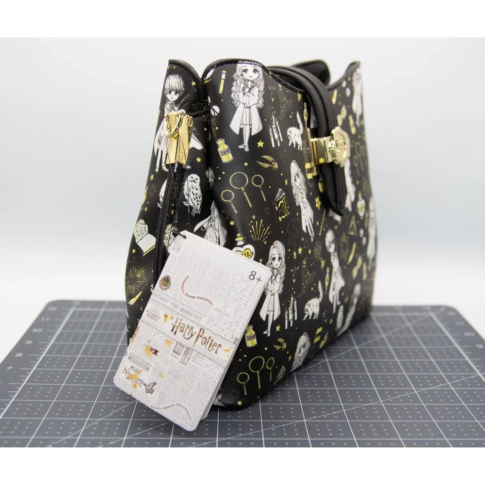 Loungefly Harry Potter Black and‎ Gold All Over Print Crossbody Purse